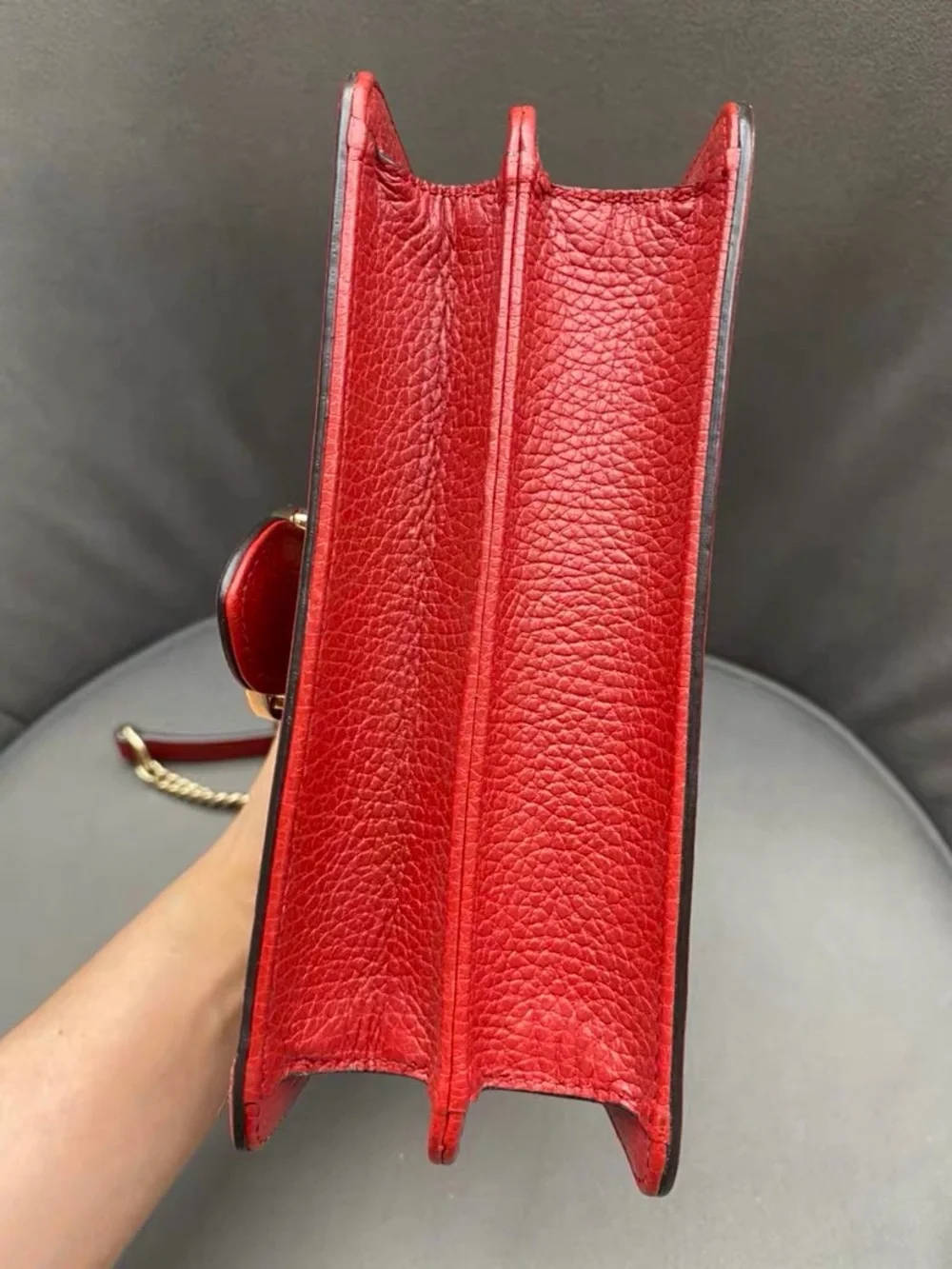 Gucci Red Pebbled Leather Crossbody with Gold Interlocking G
